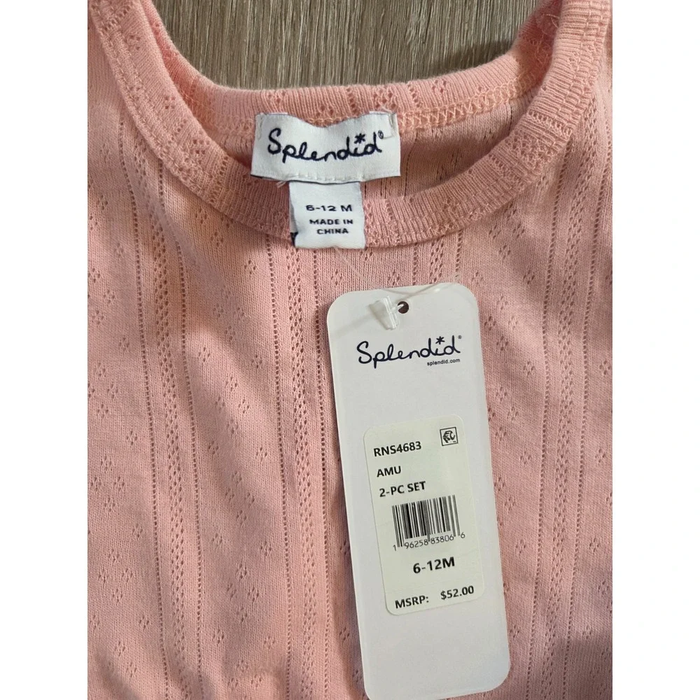 NWT Splendid Lot Set Short Sleeve Shirt + Shorts Outfit Baby Infant Girls 6-12m
